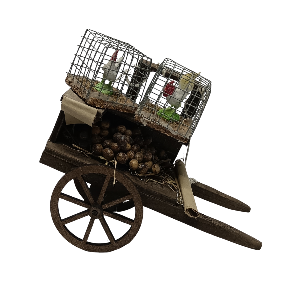 CARRO CON UOVA E GALLINE CM 15X8,5X8,5