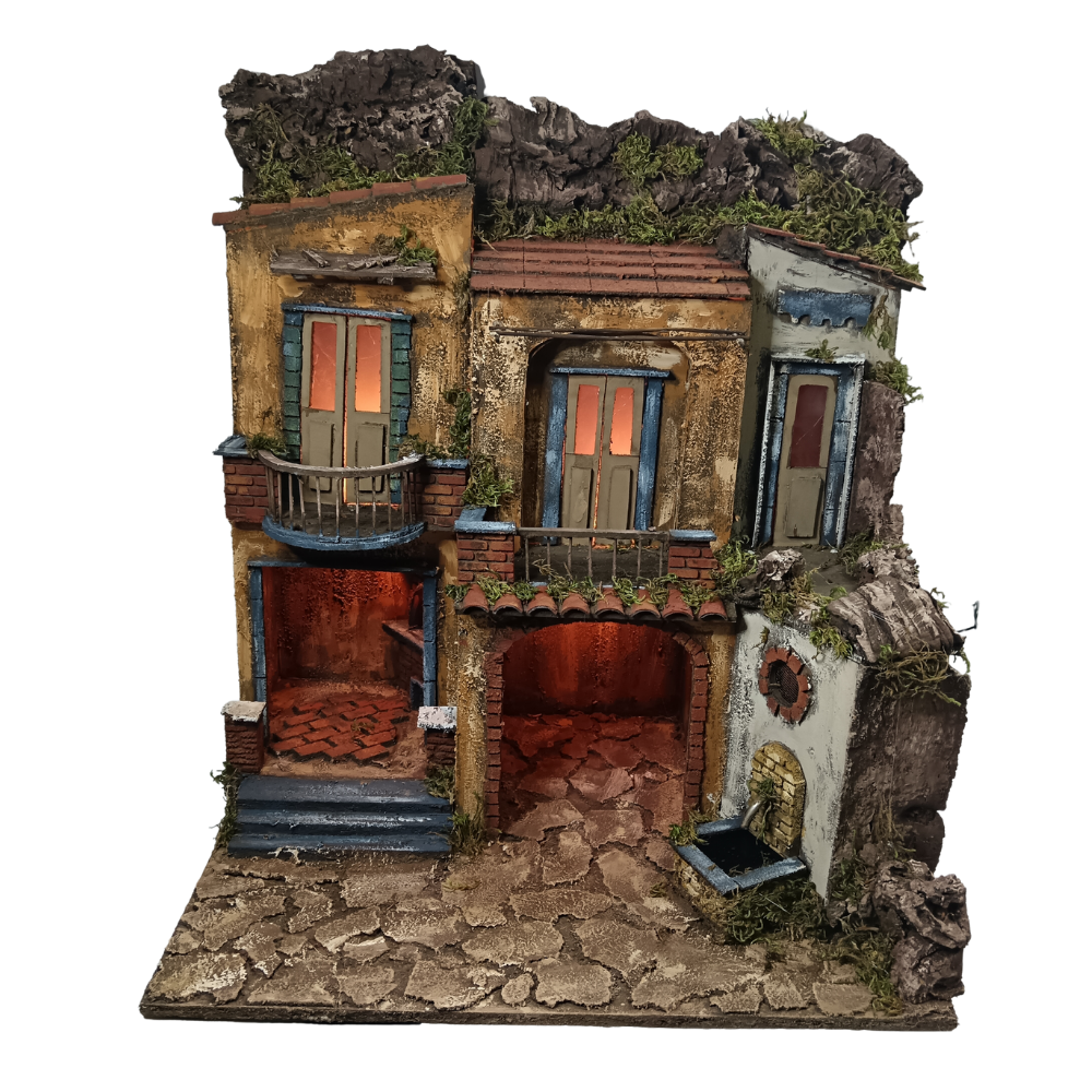 PRESEPE DEL '700 CON FONTANA E FORNO CM 50X40X60