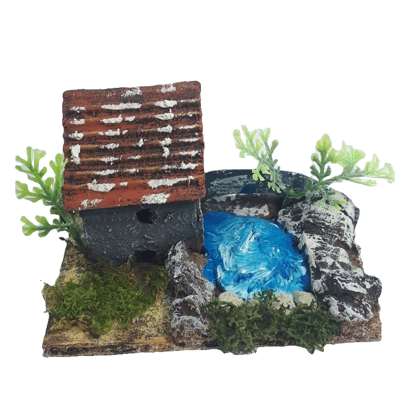 CASETTA CON LAGHETTO GRIGIO CM 8,5X5,5X5