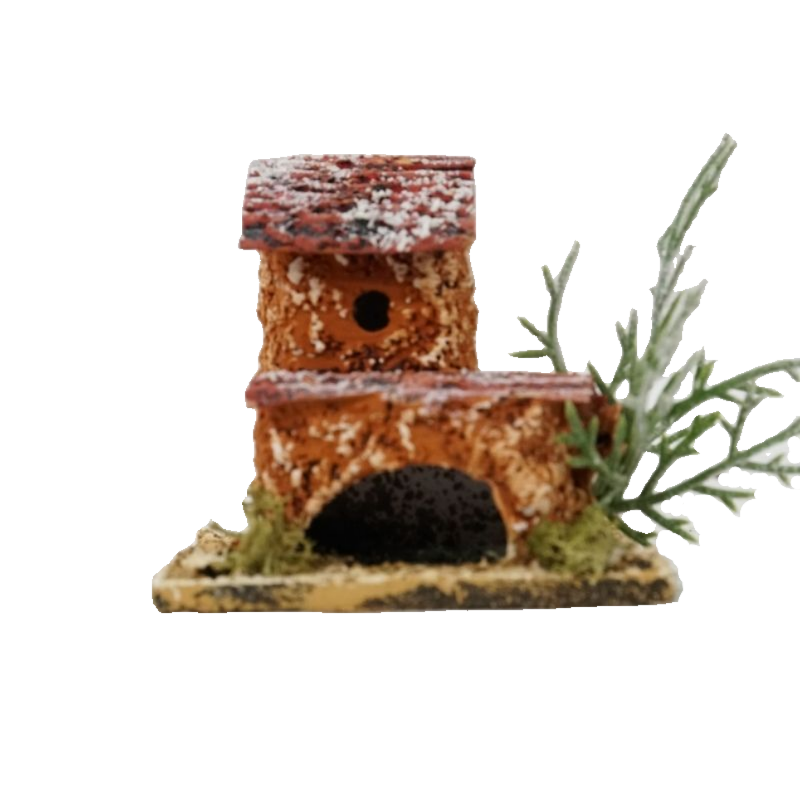 CASETTA INNEVATA CON ALBERO CM 6X6X5,5 ARANCIO