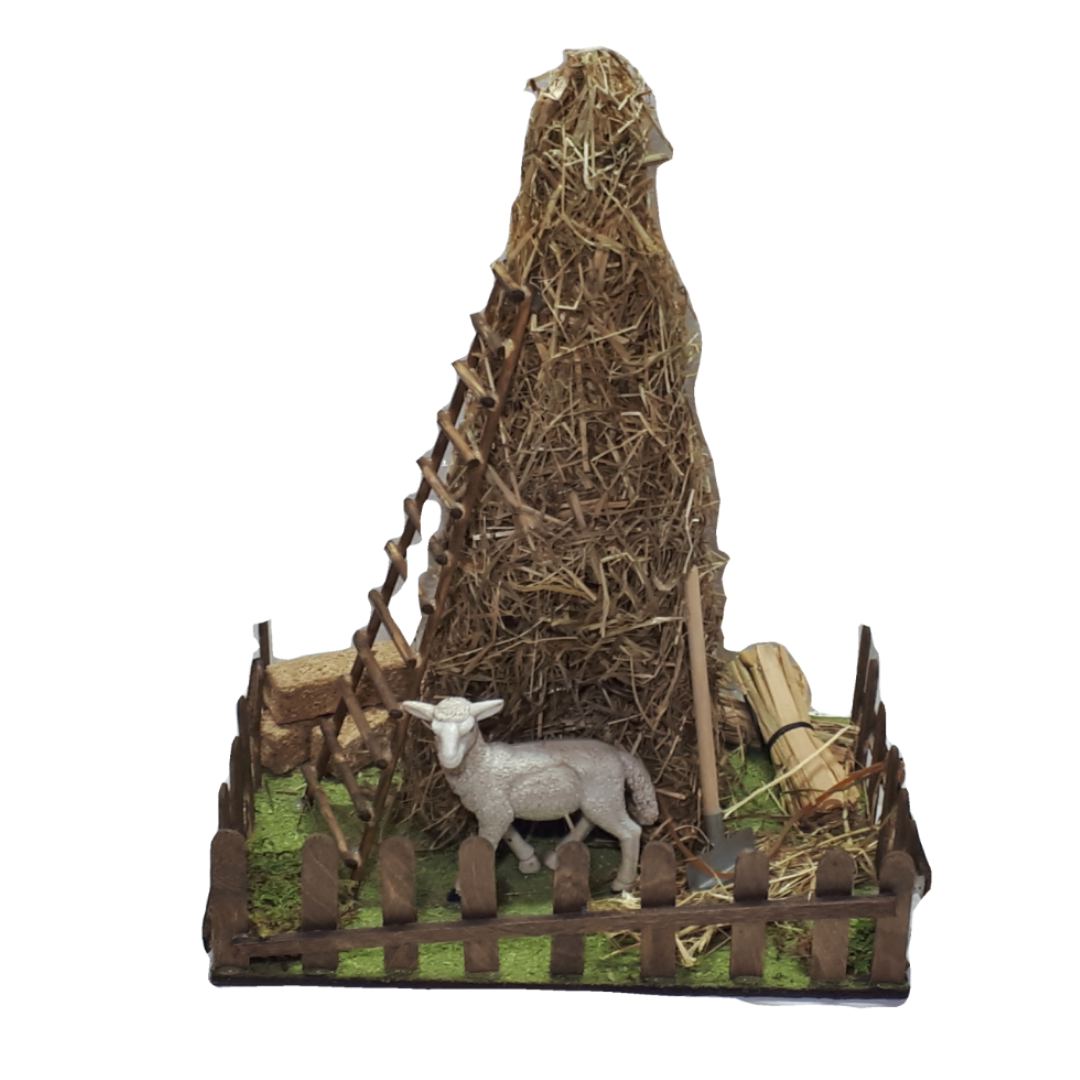 FIENILE CON PECORA GRANDE CM 20X14X26