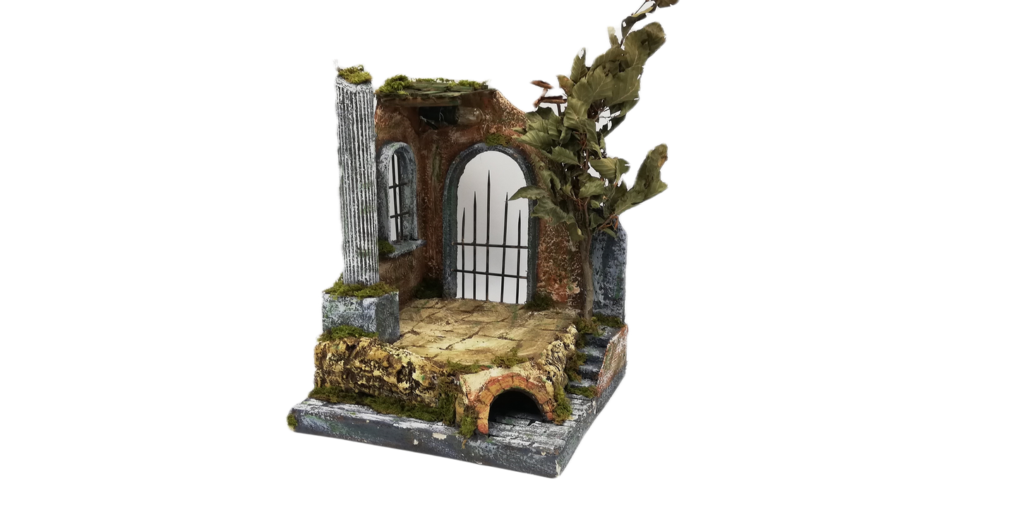 TEMPIO DEL '700 CON COLONNA E CANCELLO CM 25X25X30