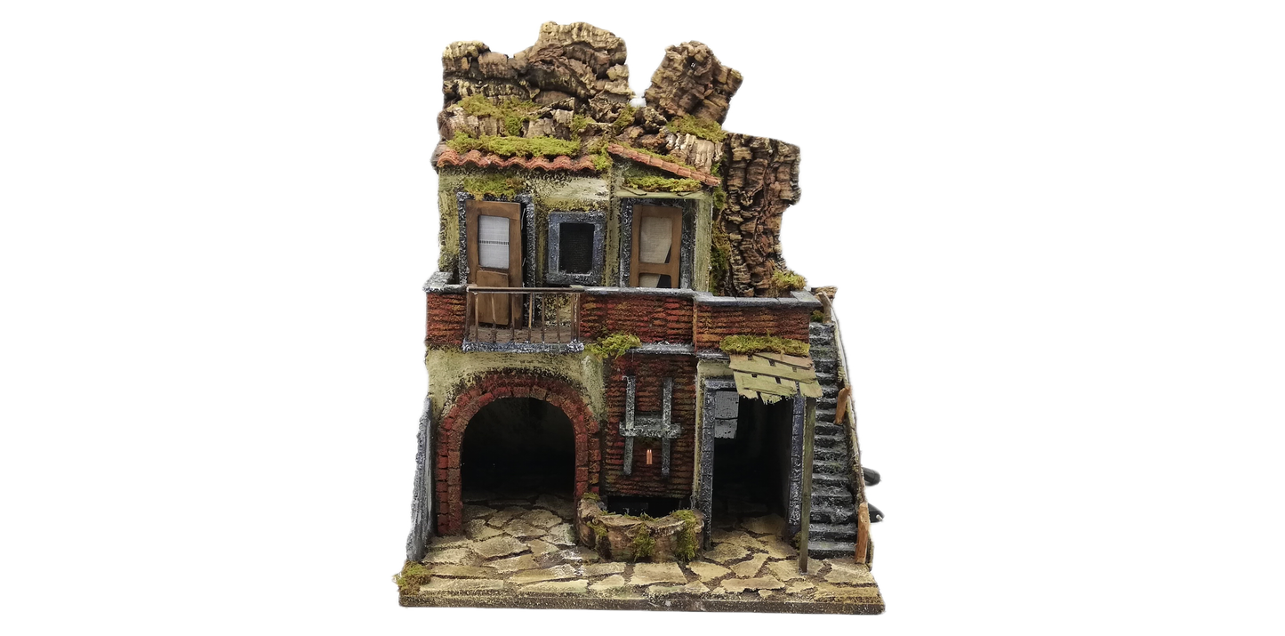 PRESEPE DEL '700 CON FONTANA TONDA CM 40X30X40