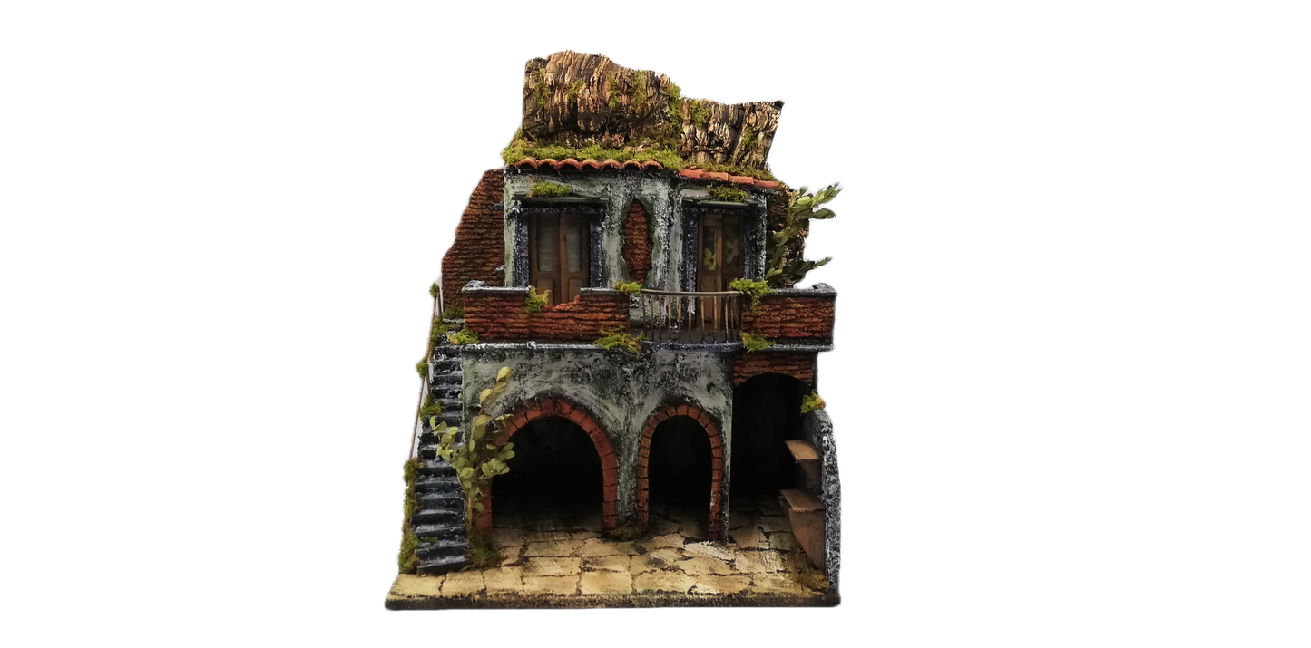 PRESEPE DEL '700 CON SCAFFALE CM 40X30X50