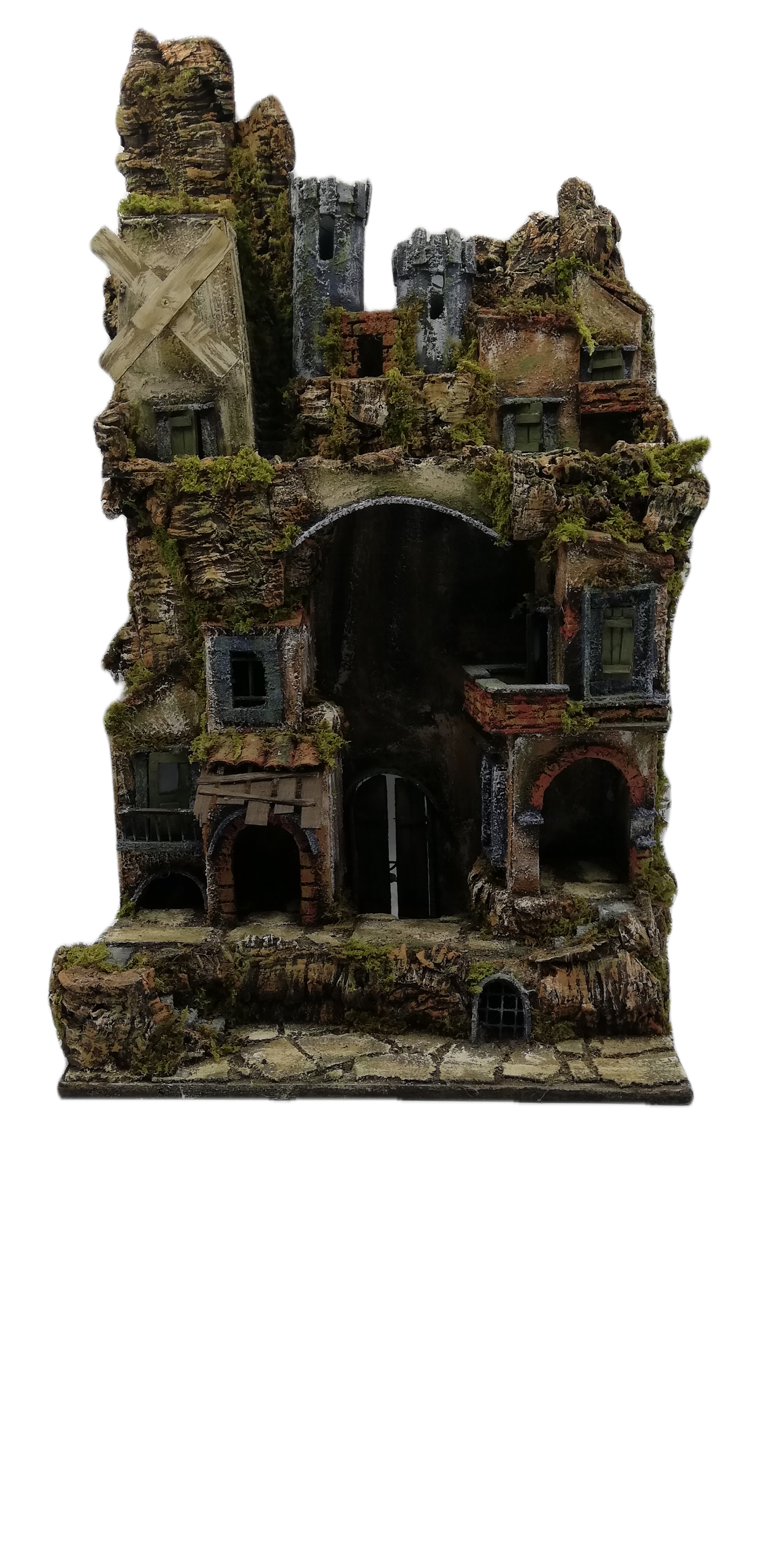 PRESEPE DEL '700 CON MULINO E CASTELLO CM 30X40