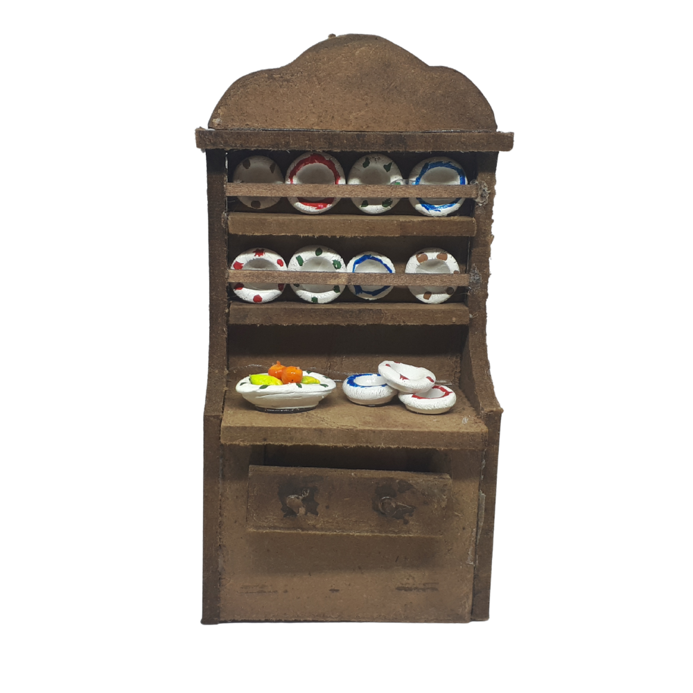 CREDENZA CON PIATTI E FRUTTA MODELLO B CM 8X4,5X15