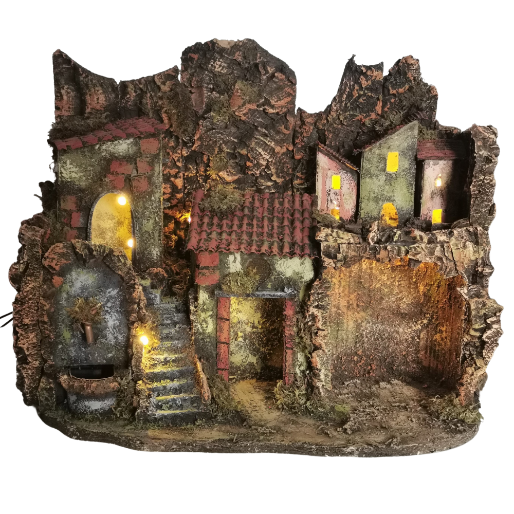 PRESEPE NAPOLETANO CON FONTANA CM 40X25X35