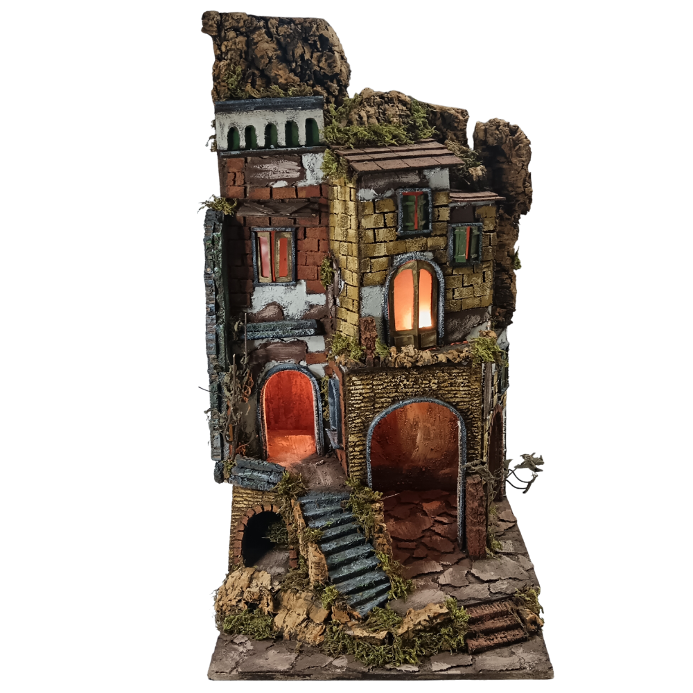 PRESEPE DEL '700 STILE TORRE CON SCALE CM 40X40X92