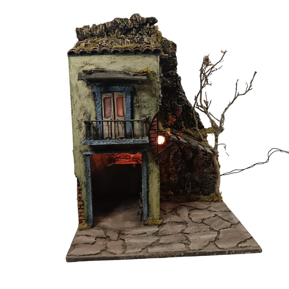 PRESEPE DEL '700 CON BALCONE ESTERNO CM 40X35X54