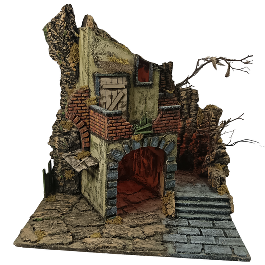 PRESEPE DEL '700 CON SCALE E ARCHI CM 50X40X55