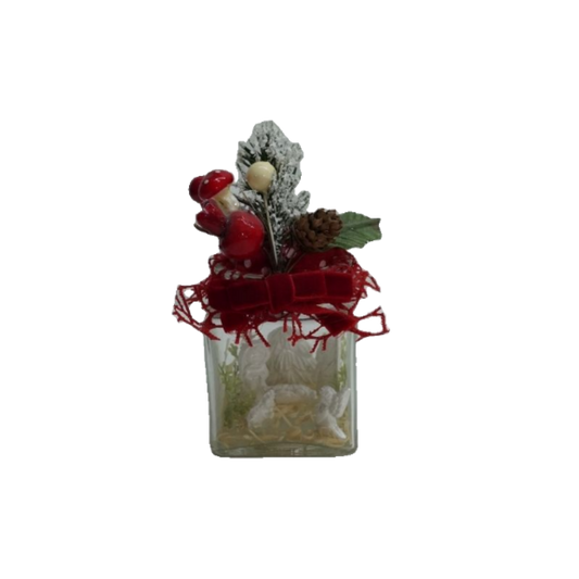 BARATTOLO CON NATIVITÀ DI CERAMICA PERLATA CM 6X6