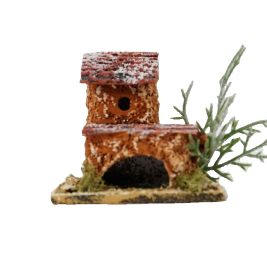 CASETTA INNEVATA CON ALBERO  CM 6X6X5,5 ARANCIO