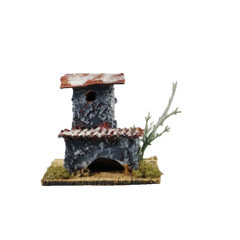 CASETTA GRIGIO INNEVATA CON ALBERO CM 6X6X5,5