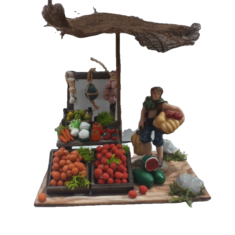 FRUTTIVENDOLO CON BANCARELLA E OMBRELLONE CM 15,5X12X11