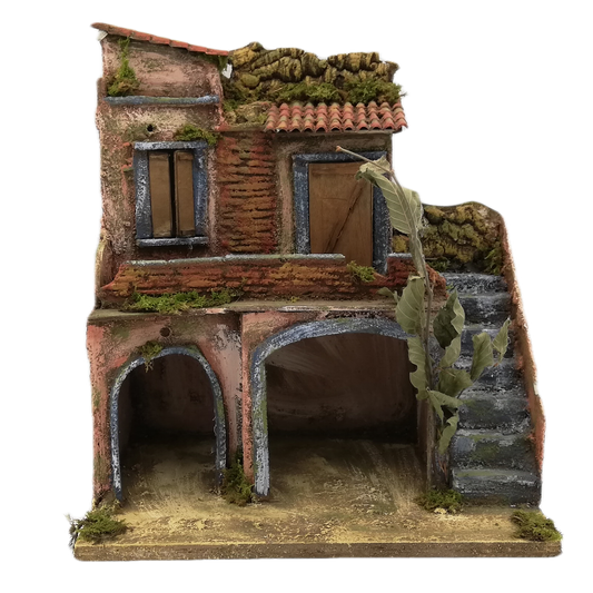 PRESEPE DEL '700 CON SCALA A DESTRA CM 30X20X31