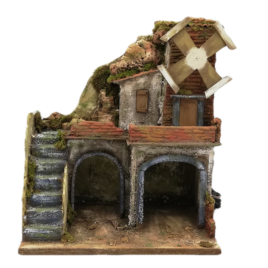 PRESEPE DEL '700 CON MULINO CM 30X20X31