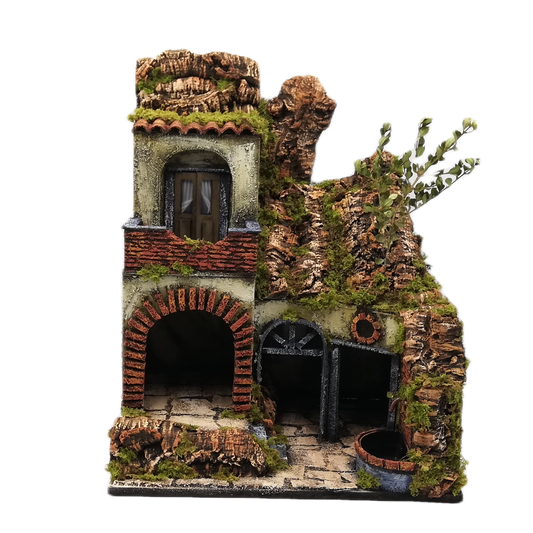 PRESEPE DEL '700 CON FONTANA LATERALE CM 40X30X50