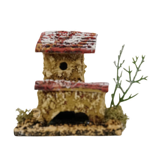 CASETTA SENAPE INNEVATA CON ALBERO CM 6X6X5,5