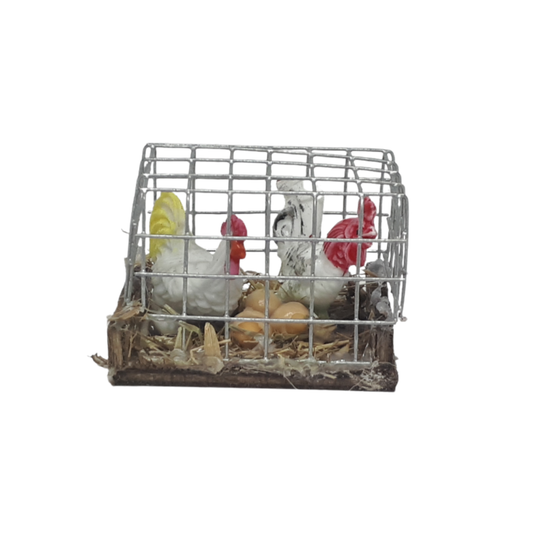 GABBIA C/GALLI E GALLINE CM 4,5X3,5X3