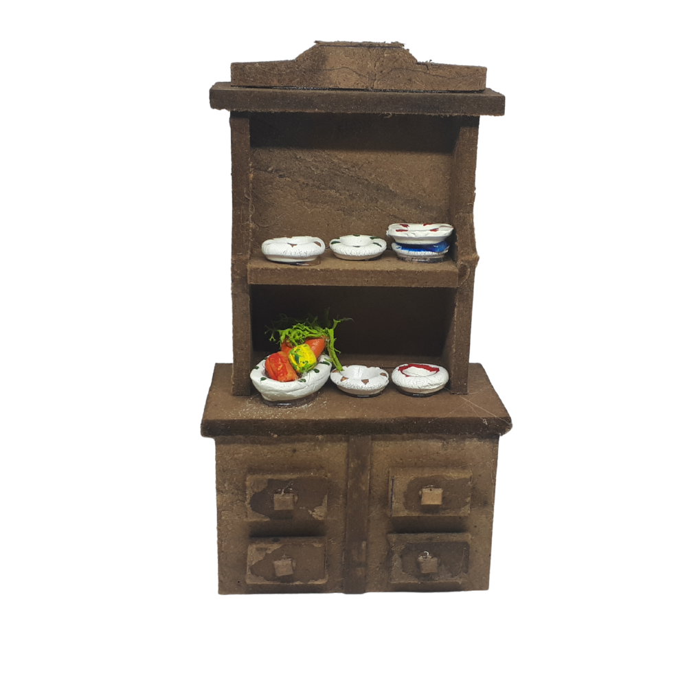 CREDENZA CON PIATTI E FRUTTA MODELLO A CM 7X4,5X14