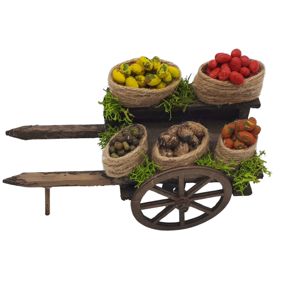 CARRO CON CESTI FRUTTA E VERDURA CM 7X15X8