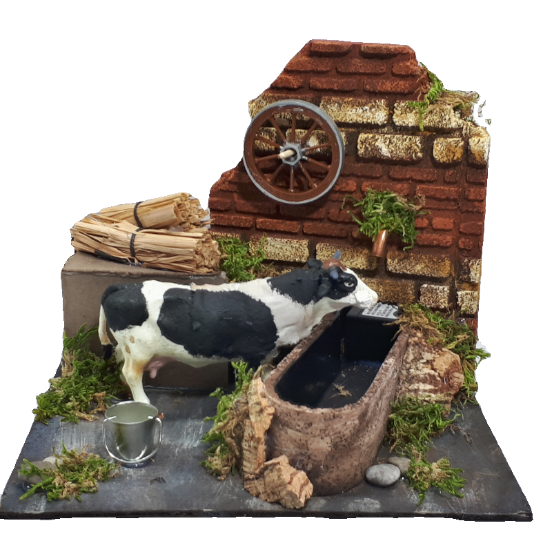 MUCCA IN MOVIMENTO CON FONTANA CM 20X18X16,5