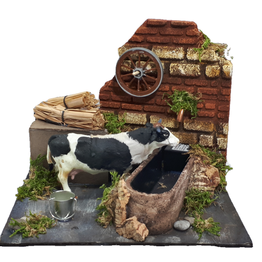 MUCCA IN MOVIMENTO CON FONTANA CM 20X18X16,5