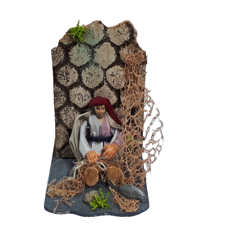 PESCATORE CON RETE IN MOVIMENTO CM 7