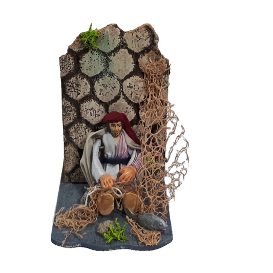 PESCATORE CON RETE IN MOVIMENTO CM 7