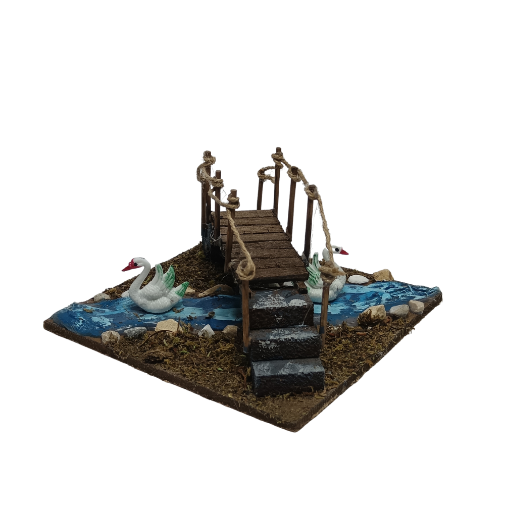 RUSCELLO CON PONTE CON CIGNI CM 15x15x7