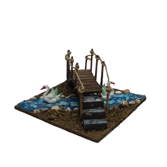 RUSCELLO CON PONTE CON CIGNI CM 15x15x7