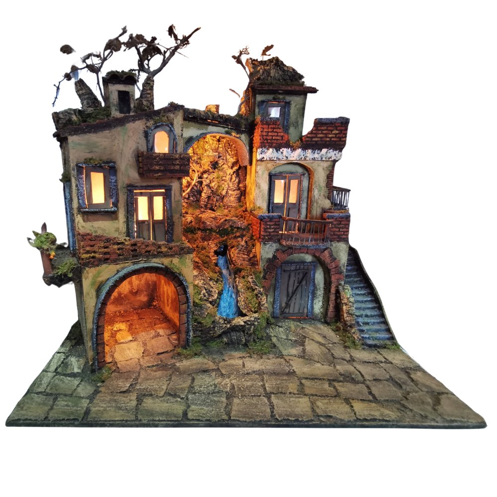 PRESEPE DEL '700 CON CASCATA CM 70X50X65